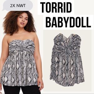 🪩Torrid Gray Snakeskin Strapless Babydoll